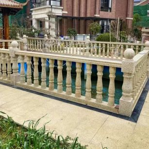 上海黄金麻花岗岩石材栏杆，扶手，将军柱，花瓶柱