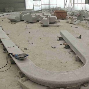 上海 芝麻白花岗岩弧形花坛石，坐凳石