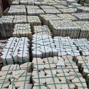 上海 黄金麻白麻花岗岩荔枝面地铺石(冰裂纹)