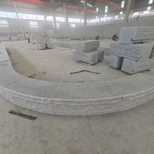 上海 芝麻白异形坐凳，自然面光面弧形加工