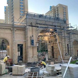 上海 黄金麻荔枝面花岗岩小区门楼外墙干挂