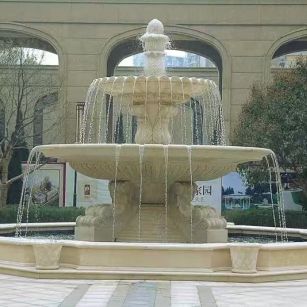 上海 黄金麻花岗岩异型加工——户外庭院石雕流水喷泉