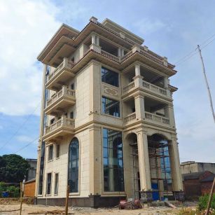 上海 黄金麻花岗岩石材别墅外墙干挂搭配（雕花栏杆花瓶柱门楼罗马柱）