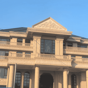 上海黄金麻别墅外墙干挂石材效果示例