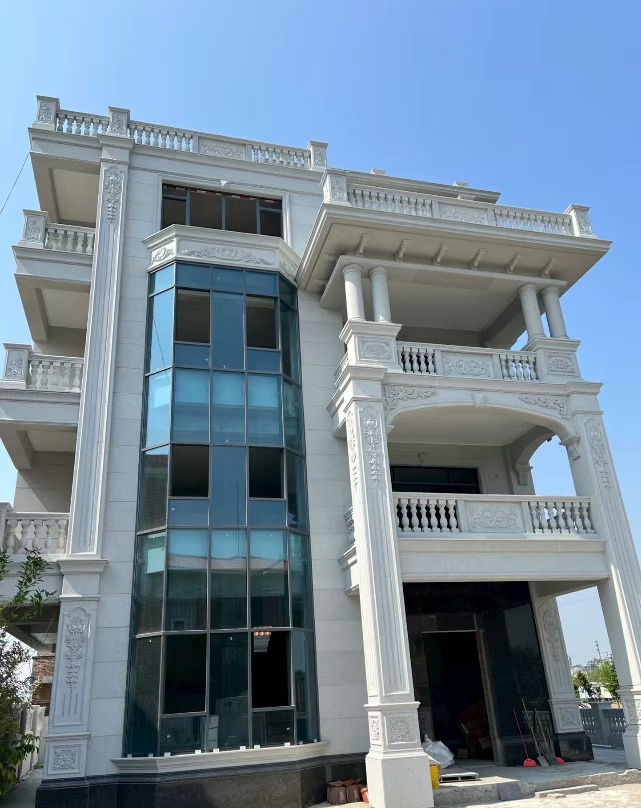 上海 白麻花岗岩别墅外墙干挂效果展示